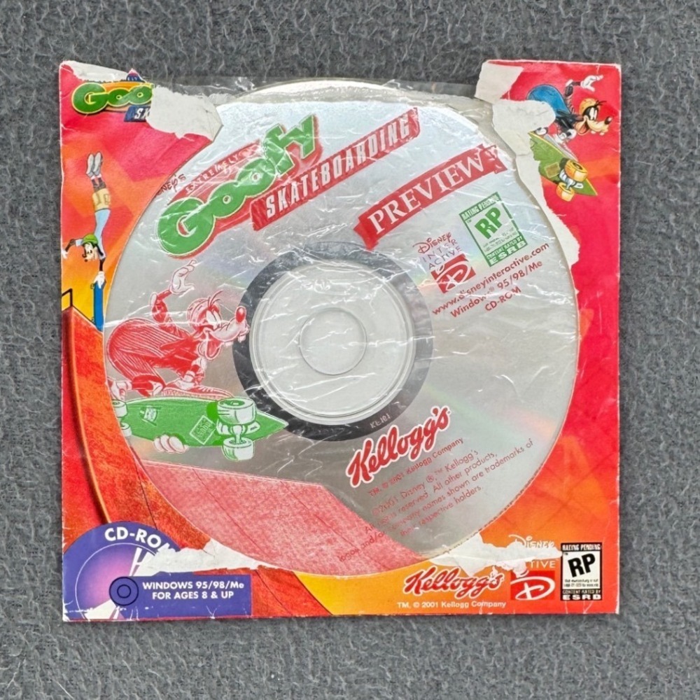 Kellogg's Disney Goofy Skateboarding PC CD-ROM Promo Preview Y2K Retro Gaming